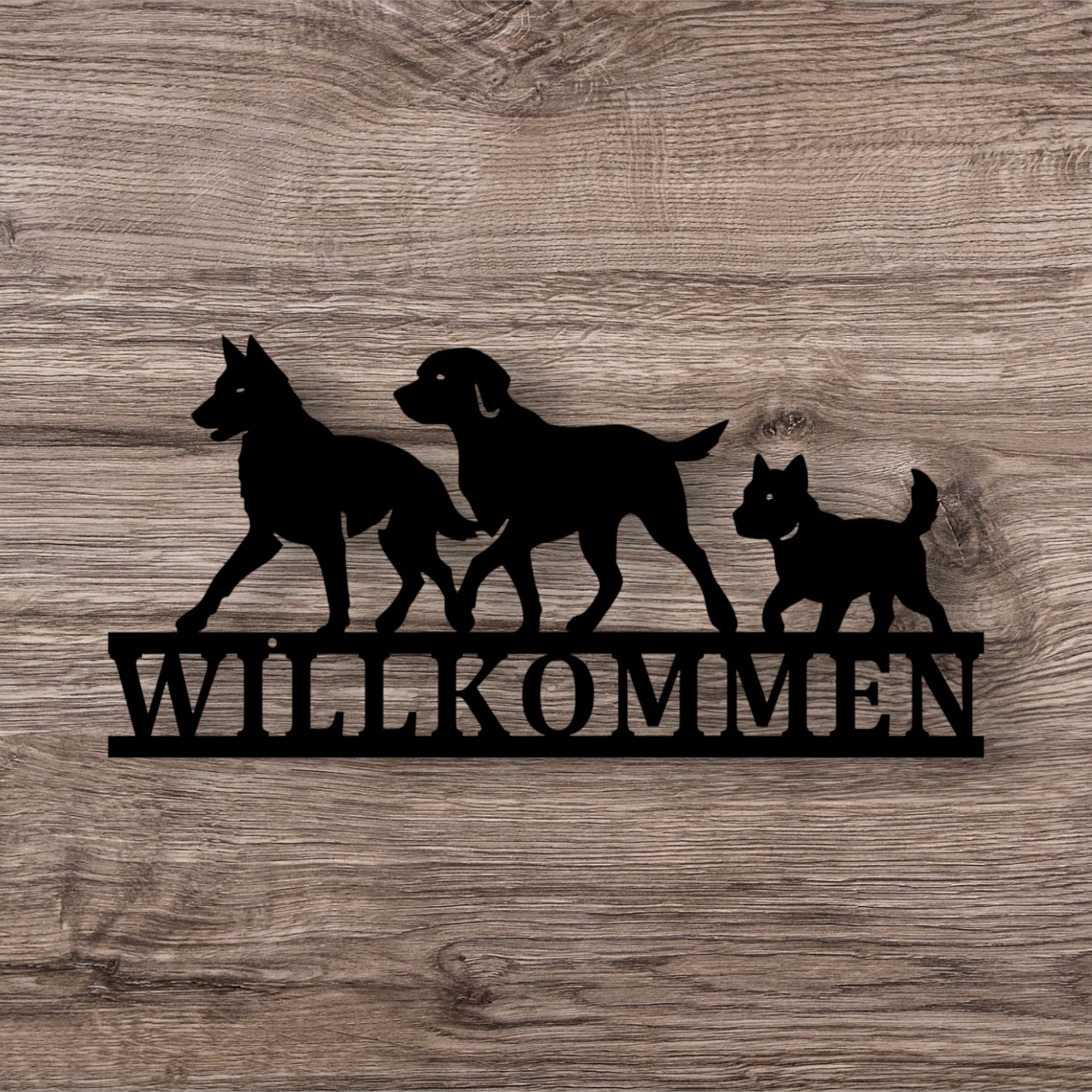 Willkommensschild mit Hunden | Hauseingang | Hauswand | Haustür | Bauernhof | Wohnzimmer | Viele Größen und Farben |