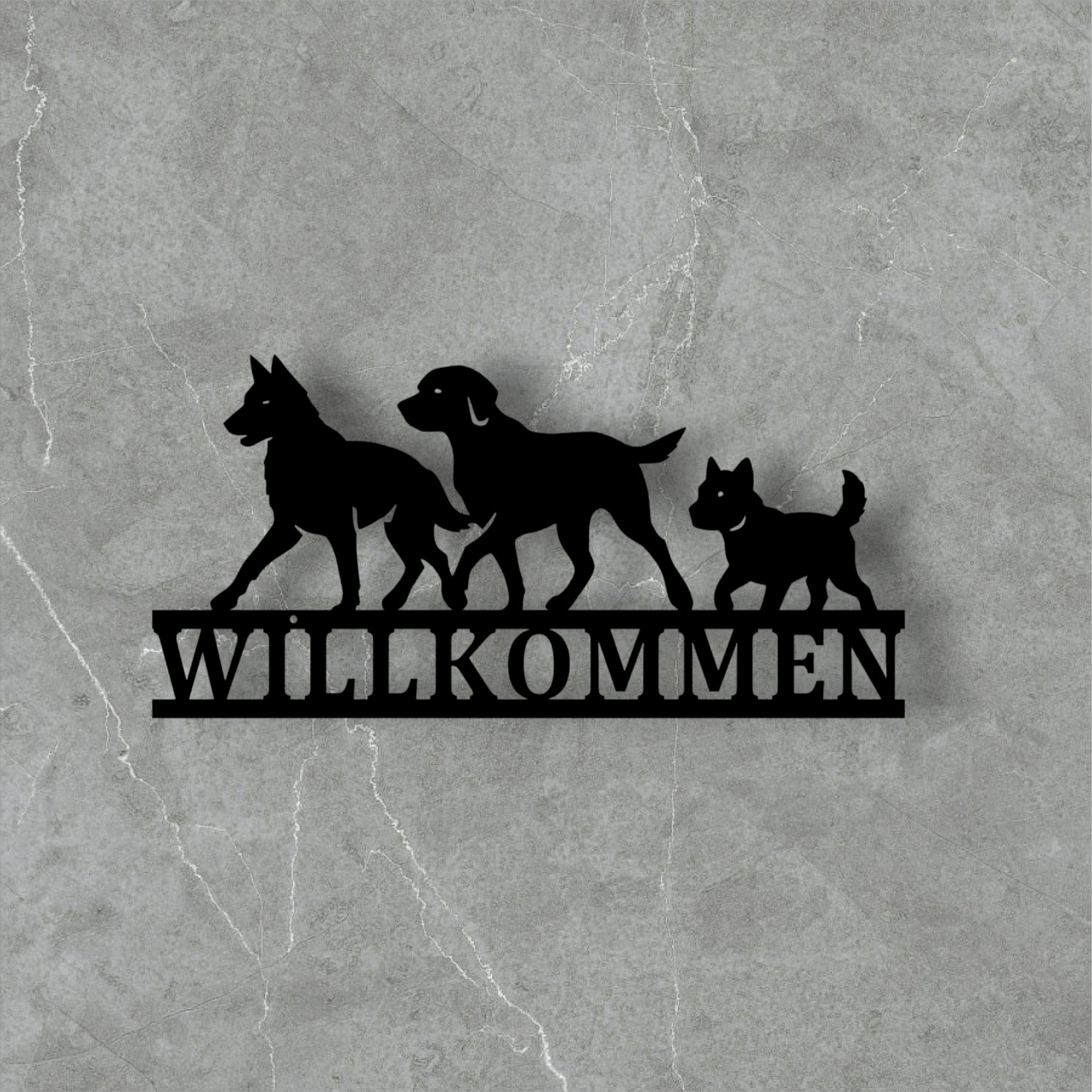 Willkommensschild mit Hunden | Hauseingang | Hauswand | Haustür | Bauernhof | Wohnzimmer | Viele Größen und Farben |