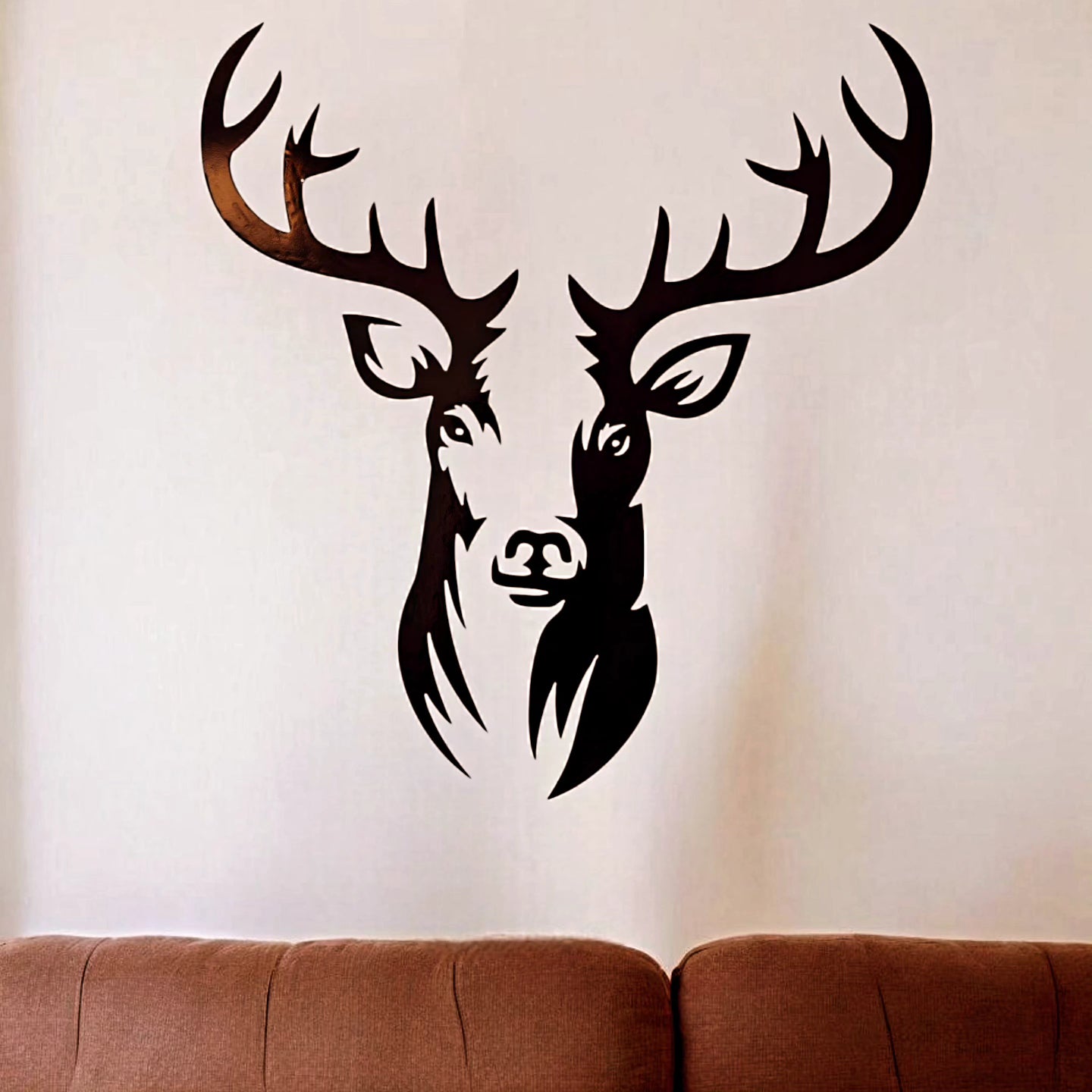 Hirsch Wanddeko Personalisierbare Farbe Wandtattoo Deko  Moderne Silhuetten Kunst Wanddeko Metall Schwarz Tierkopf XXL Wald