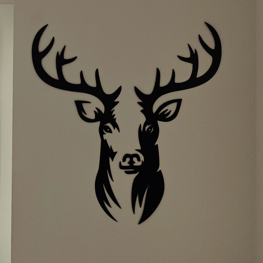 Hirsch Wanddeko Personalisierbare Farbe Wandtattoo Deko  Moderne Silhuetten Kunst Wanddeko Metall Schwarz Tierkopf XXL Wald