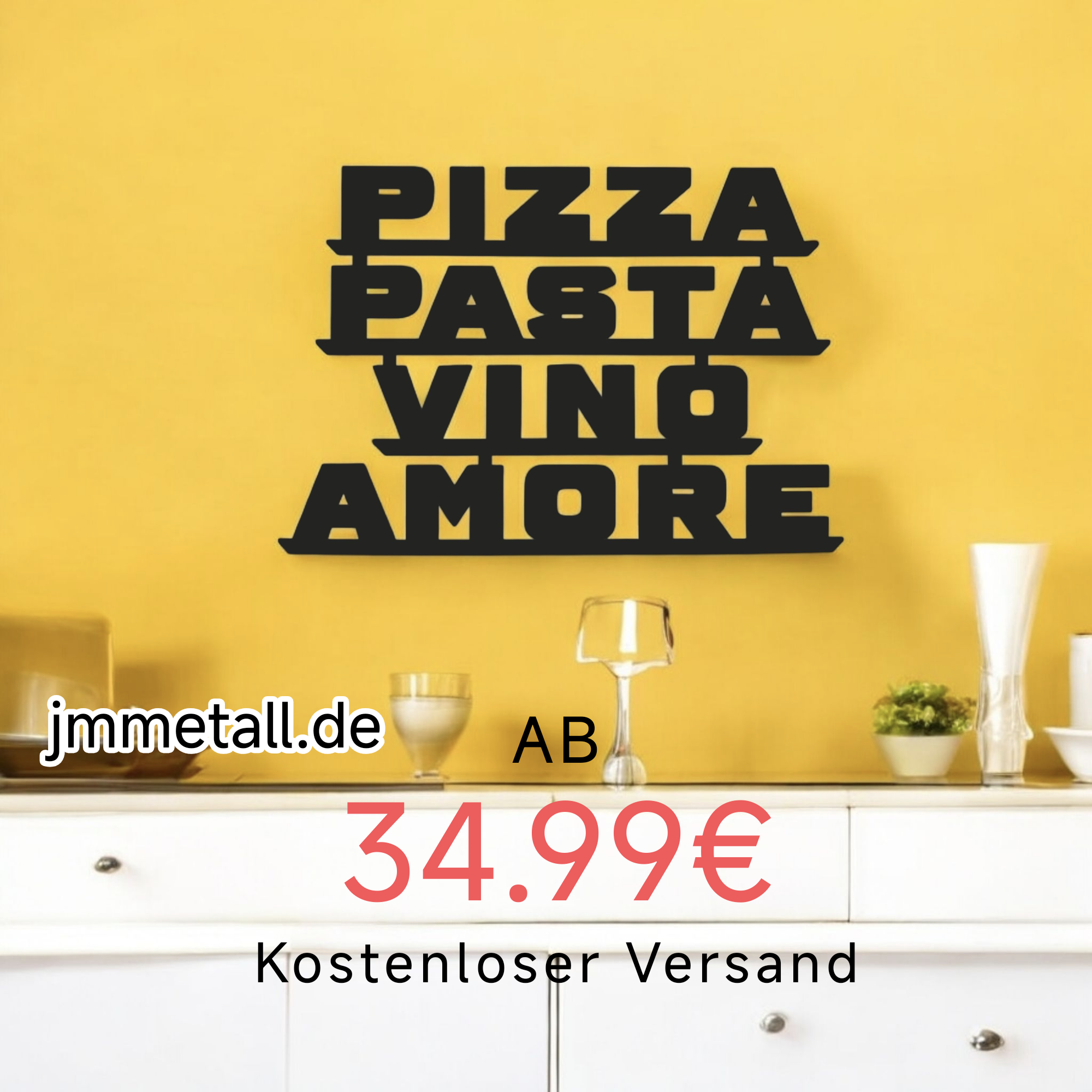 Wanddeko Einzugsgeschenk Küche Geschenk Italien Geschenkidee Pizzeria Pasta Lover Metallschild Farbe personalisierbar
