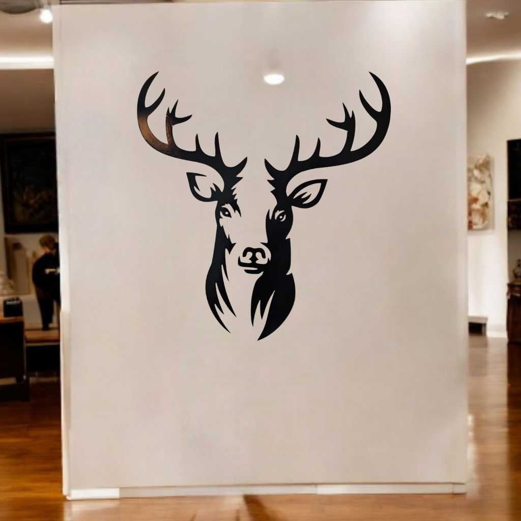 Hirsch Wanddeko Personalisierbare Farbe Wandtattoo Deko  Moderne Silhuetten Kunst Wanddeko Metall Schwarz Tierkopf XXL Wald