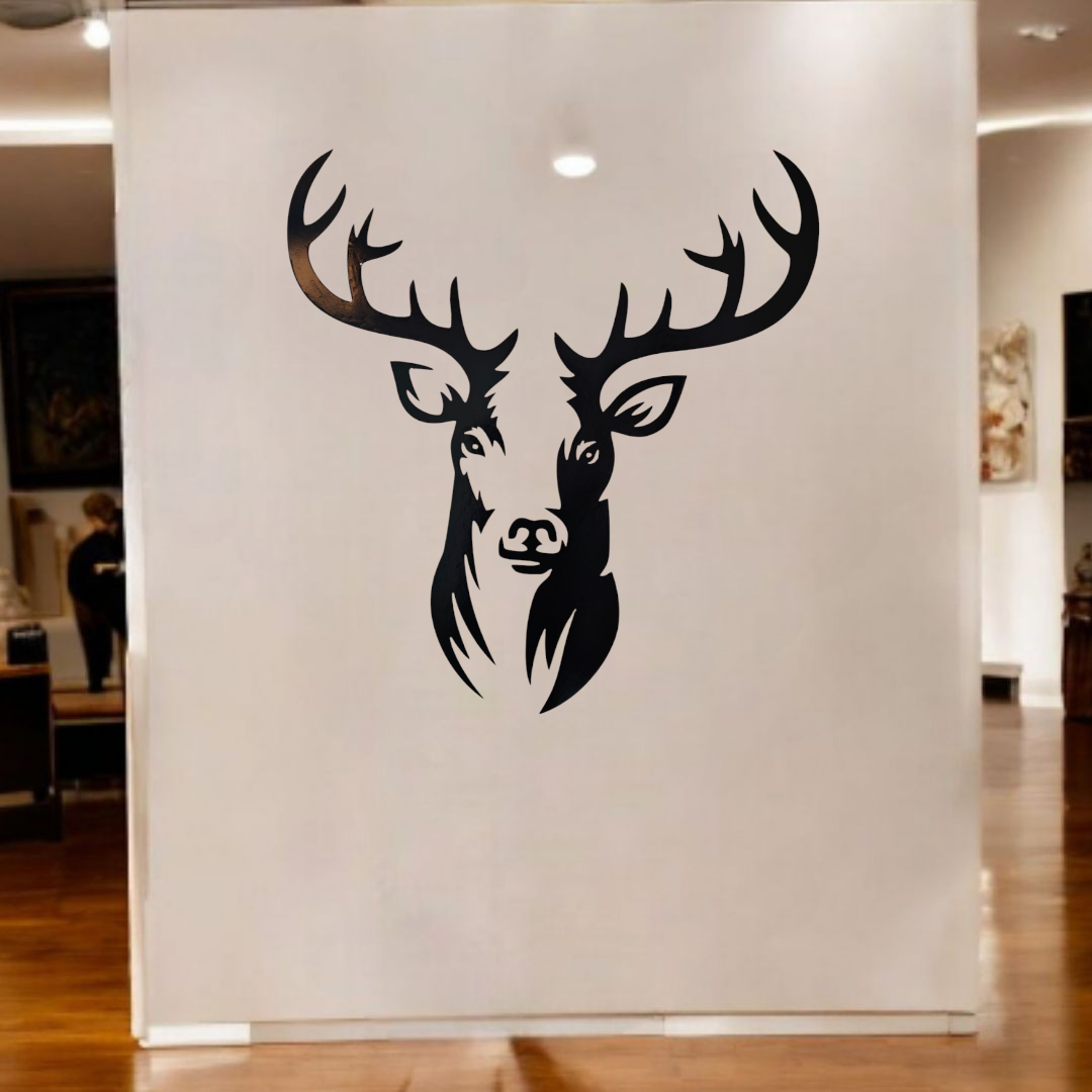 Hirsch Wanddeko Personalisierbare Farbe Wandtattoo Deko  Moderne Silhuetten Kunst Wanddeko Metall Schwarz Tierkopf XXL Wald