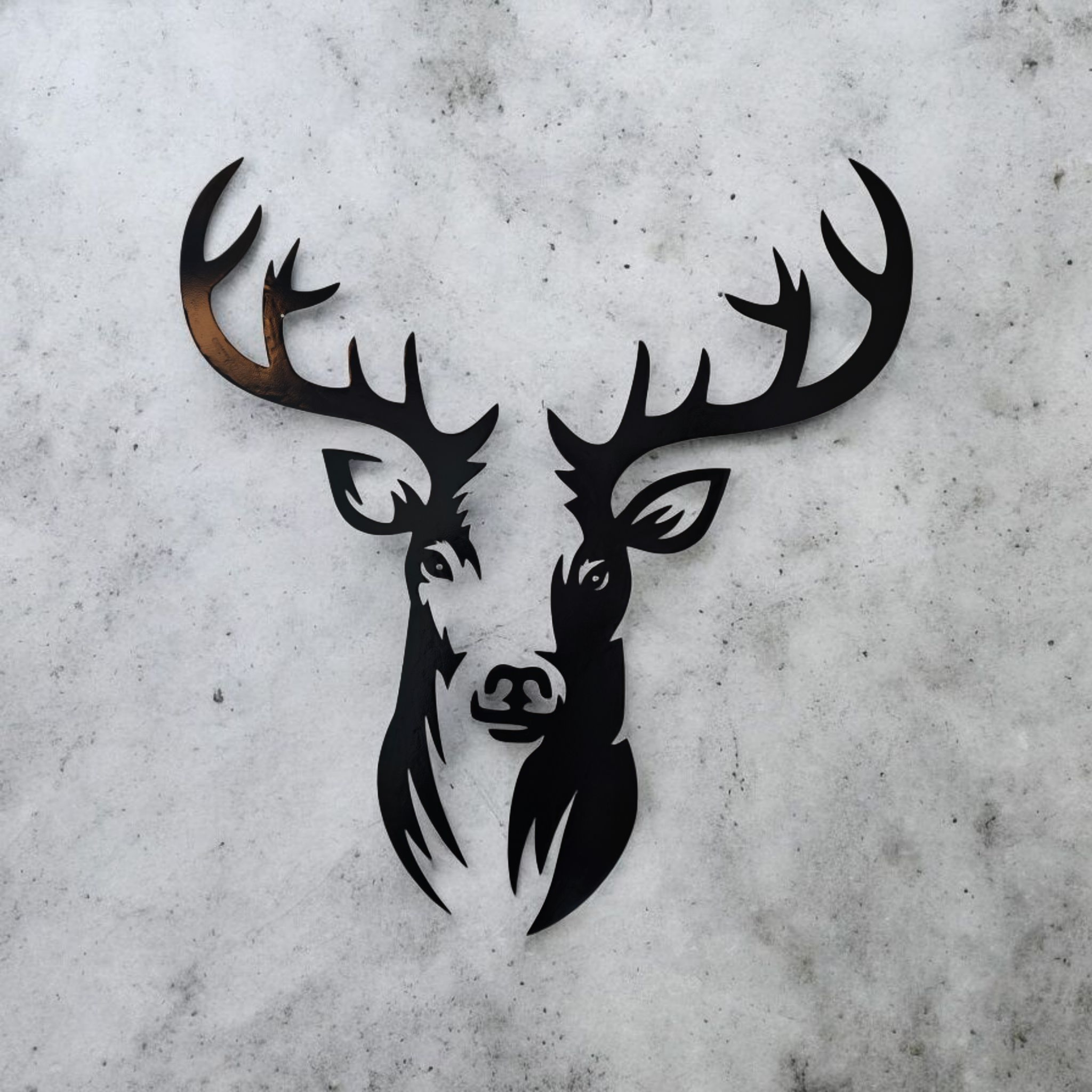 Hirsch Wanddeko Personalisierbare Farbe Wandtattoo Deko  Moderne Silhuetten Kunst Wanddeko Metall Schwarz Tierkopf XXL Wald