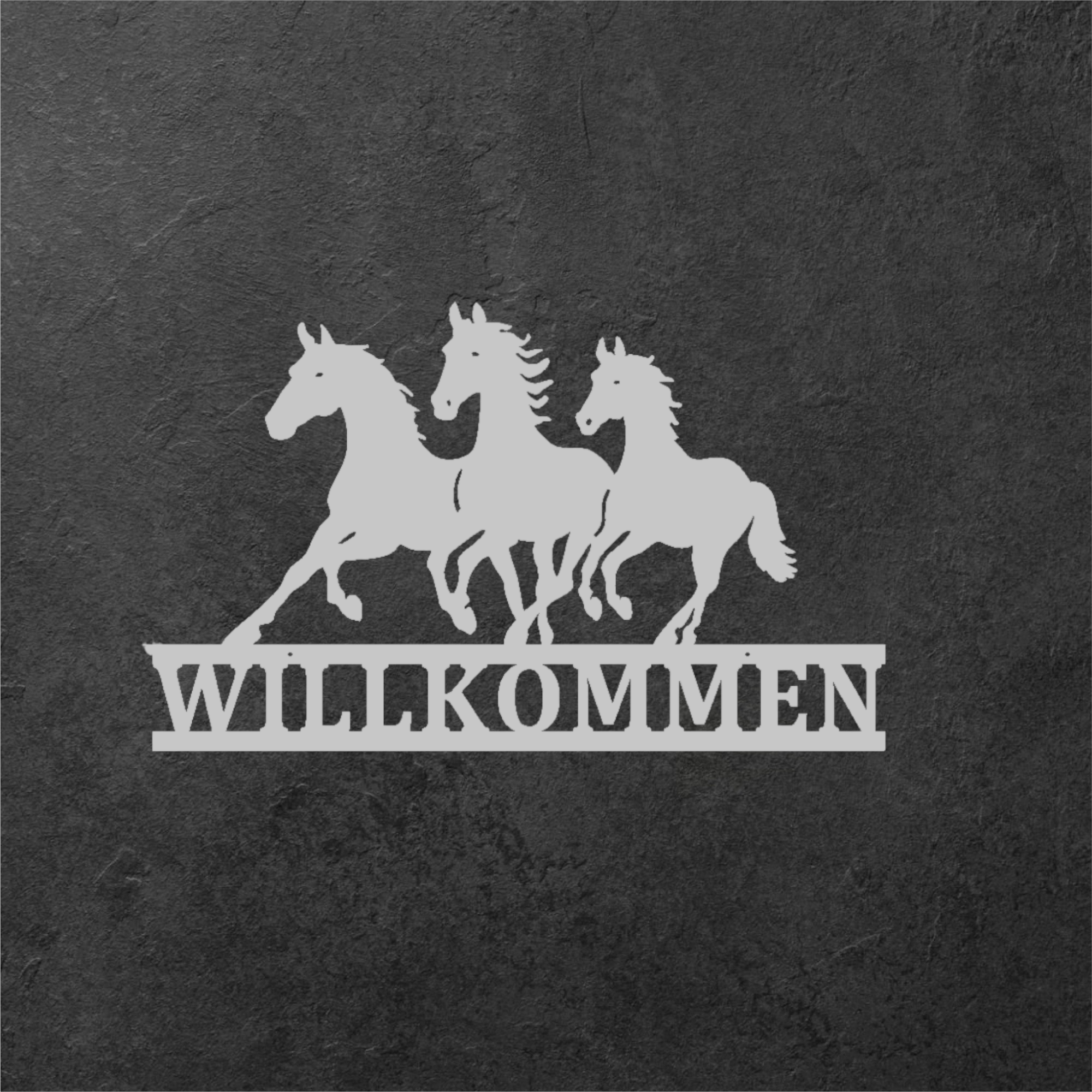 Willkommensschild mit Pferden | Hauseingang | Hauswand | Pferdestall | Bauernhof | Pferdehof | Viele Größen und Farben |