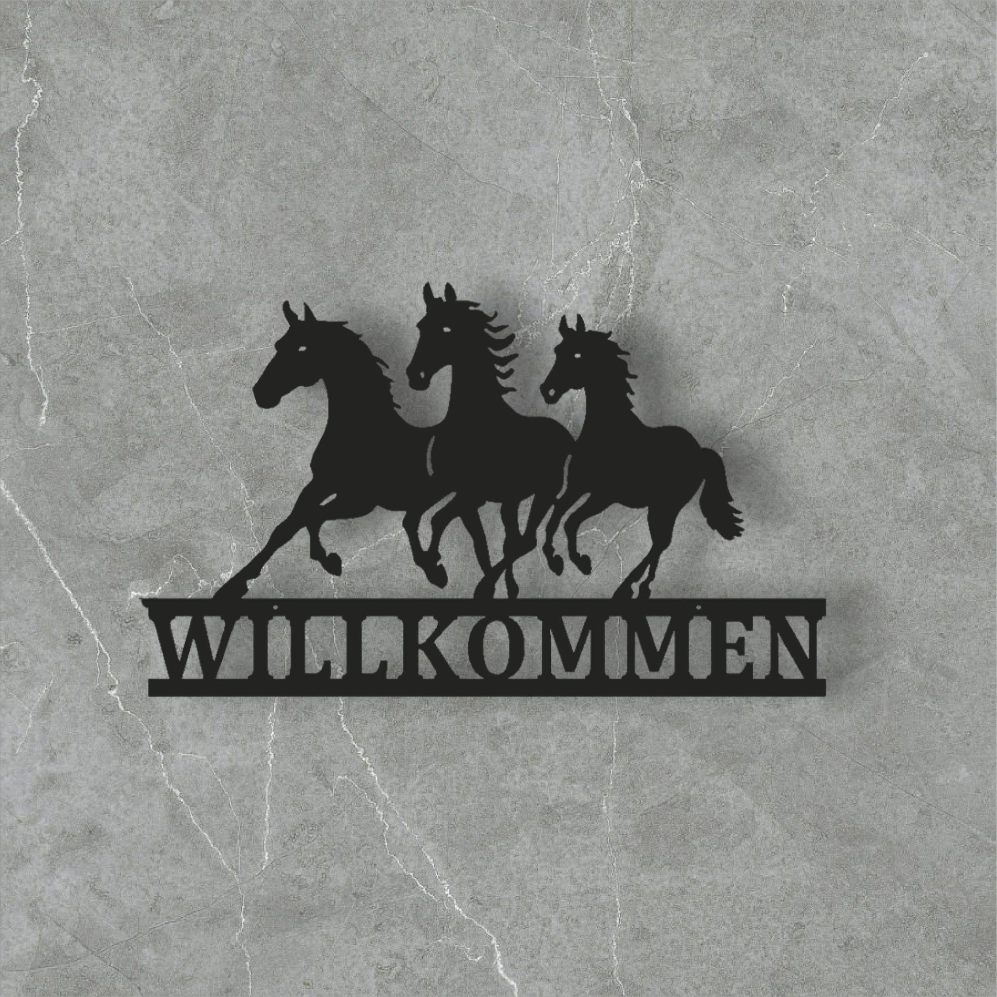 Willkommensschild mit Pferden | Hauseingang | Hauswand | Pferdestall | Bauernhof | Pferdehof | Viele Größen und Farben |