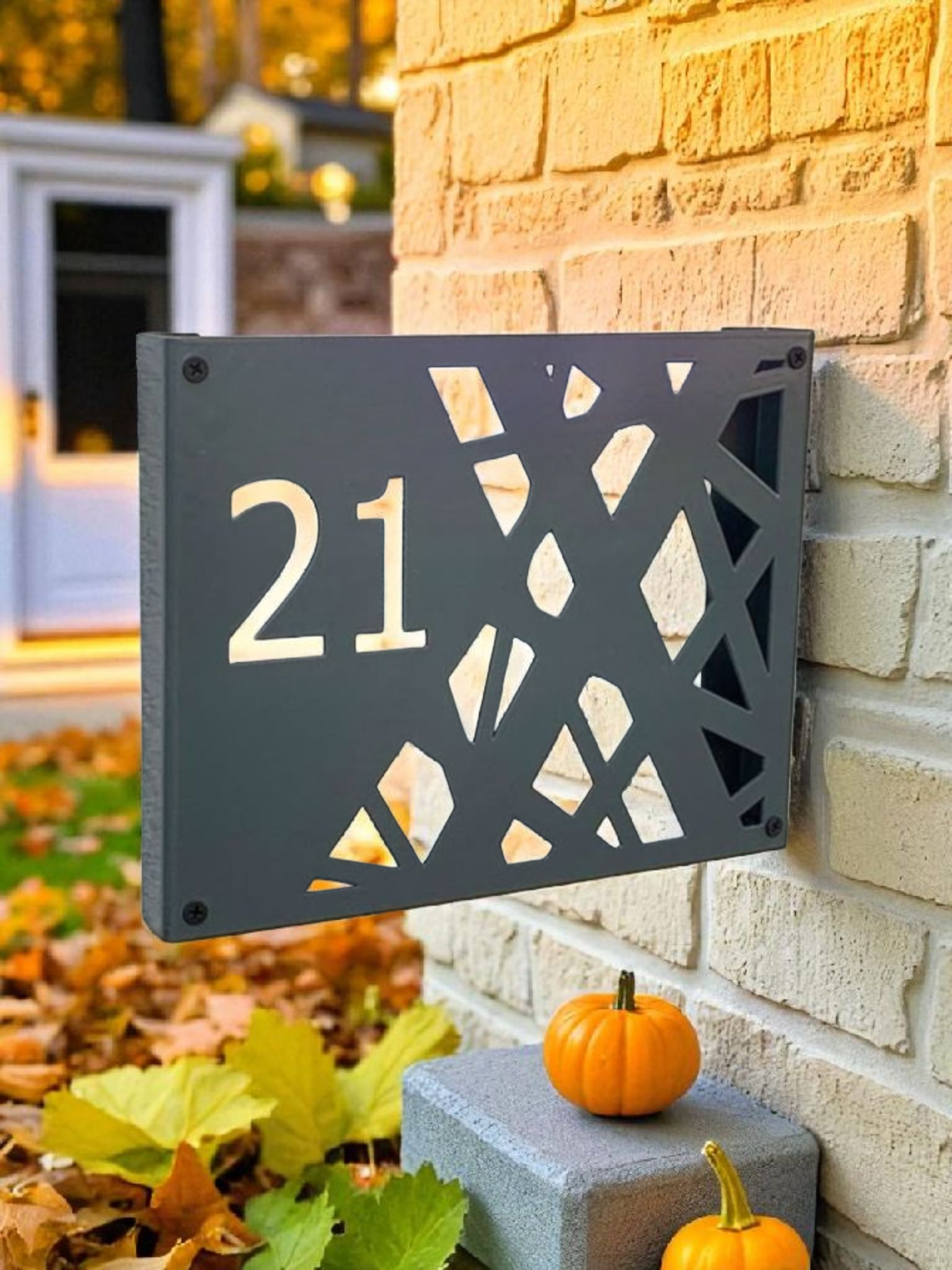 Moderne Hausnummer aus Metall – personalisiertes Wandschild mit abstraktem Design |  wetterfest & edel – Wanddeko Außenbereich