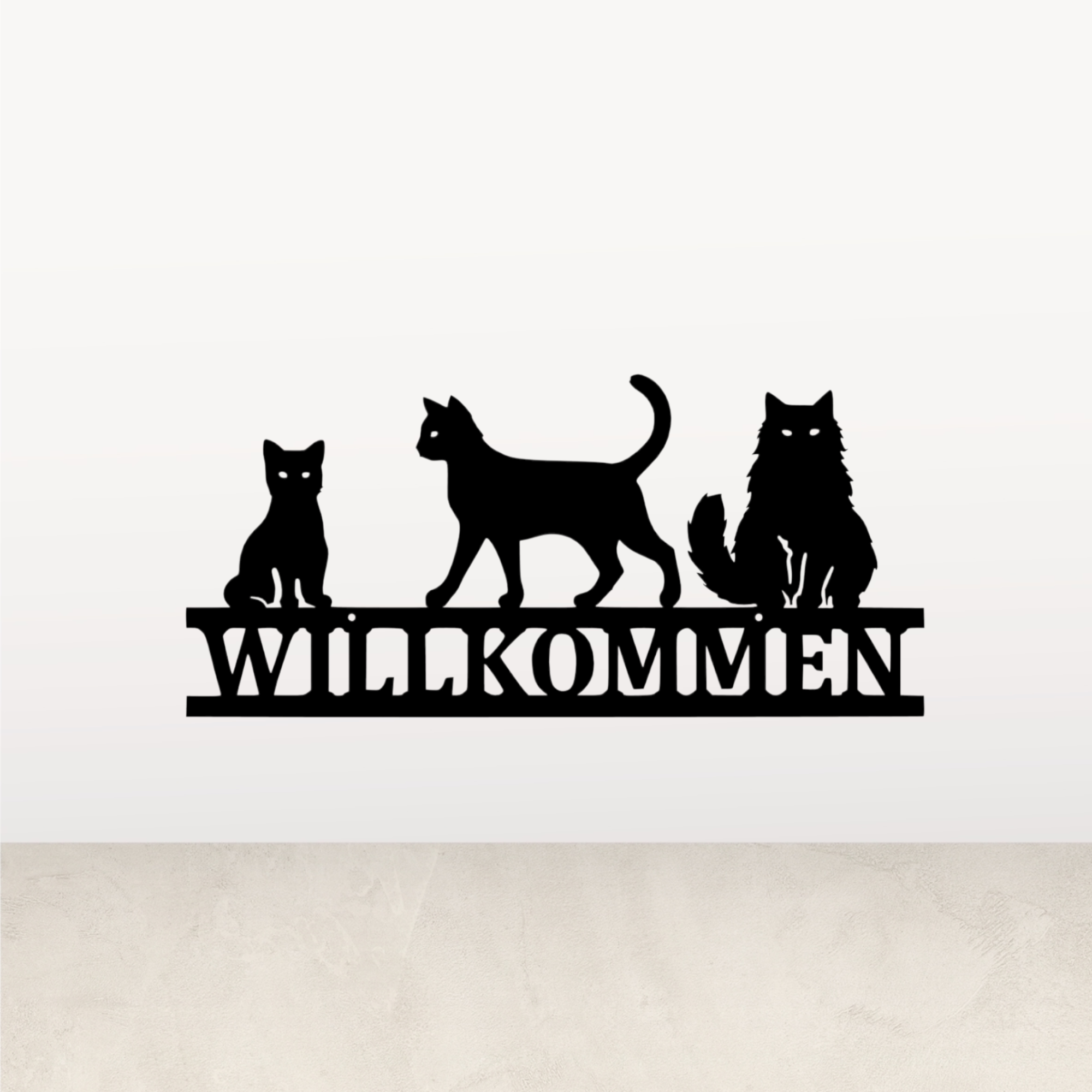 Willkommensschild mit Katzen | Hauseingang | Hauswand | Haustür | Bauernhof | Wohnzimmer | Viele Größen und Farben |