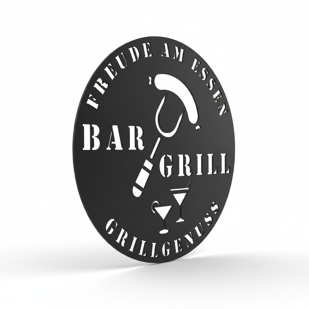 Personalisiertes Grill und Bar Metallschild aus Stahl – individuelles Wandschild für Grillplatz, Garten und Outdoor-Küche
