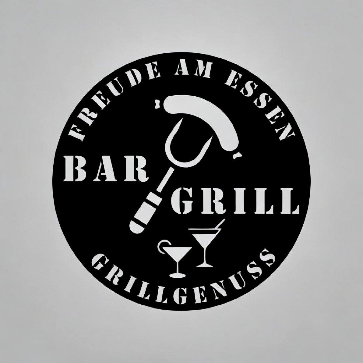 Personalisiertes Grill und Bar Metallschild aus Stahl – individuelles Wandschild für Grillplatz, Garten und Outdoor-Küche