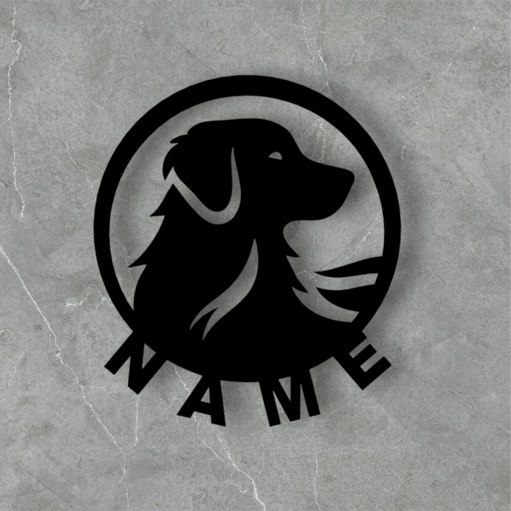 Metall Wandschild Hund – Hunde Kopf Silhouette im Kreis – Moderne Wanddeko aus Metall – Geschenk für Hundeliebhaber