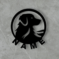 Metall Wandschild Hund – Hunde Kopf Silhouette im Kreis – Moderne Wanddeko aus Metall – Geschenk für Hundeliebhaber