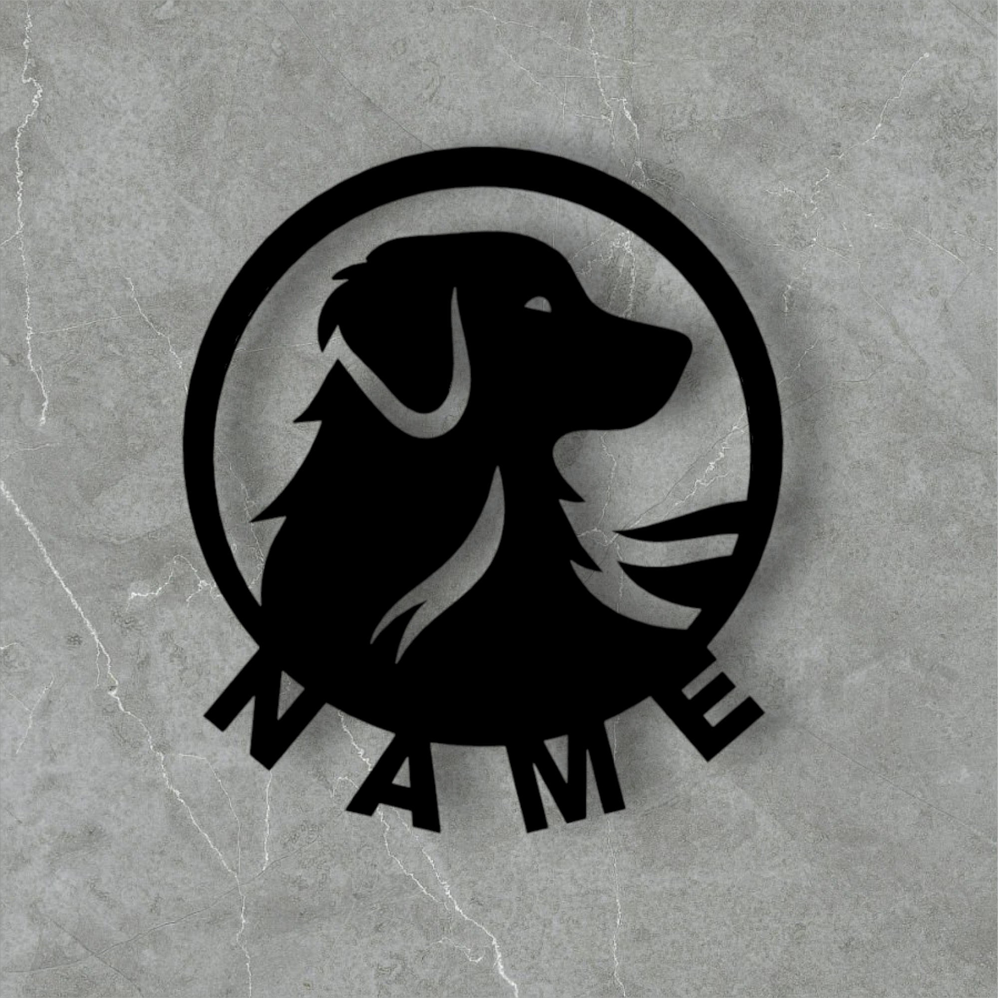 Metall Wandschild Hund – Hunde Kopf Silhouette im Kreis – Moderne Wanddeko aus Metall – Geschenk für Hundeliebhaber