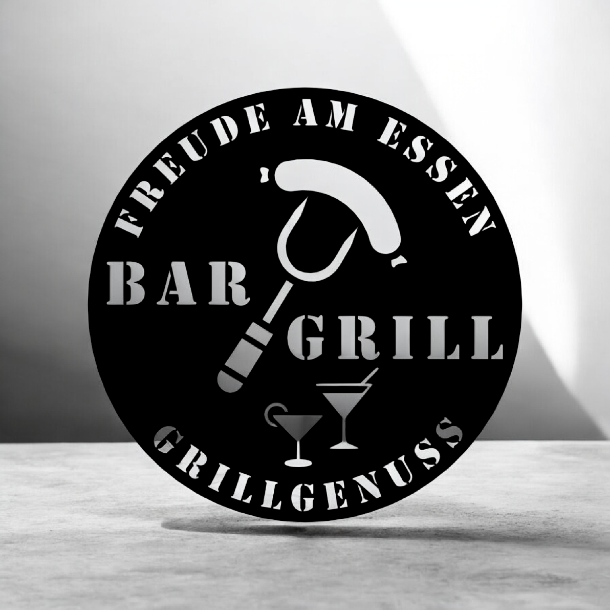 Personalisiertes Grill und Bar Metallschild aus Stahl – individuelles Wandschild für Grillplatz, Garten und Outdoor-Küche