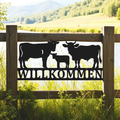 Willkommensschild mit Kühe | Hauseingang | Hauswand | Kuhstall | Bauernhof | Pferdehof | Viele Größen und Farben |
