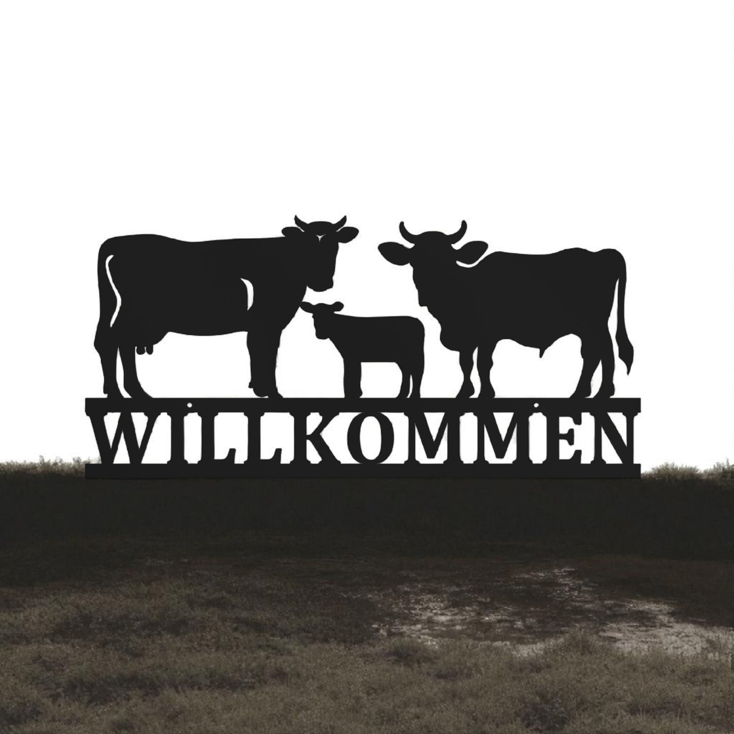Willkommensschild mit Kühe | Hauseingang | Hauswand | Kuhstall | Bauernhof | Pferdehof | Viele Größen und Farben |